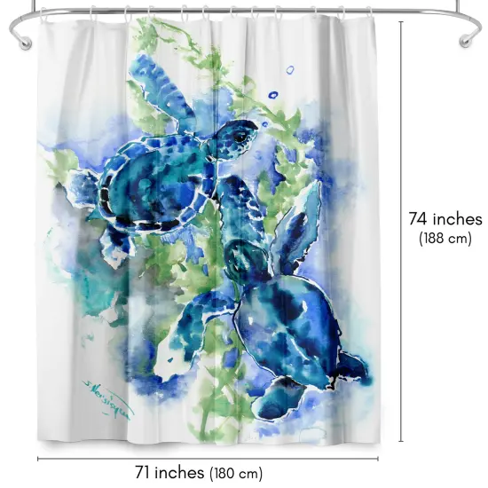 Americanflat 71" x 74" Shower Curtain, Sea Turtles 1 by Suren Nersisyan {2}