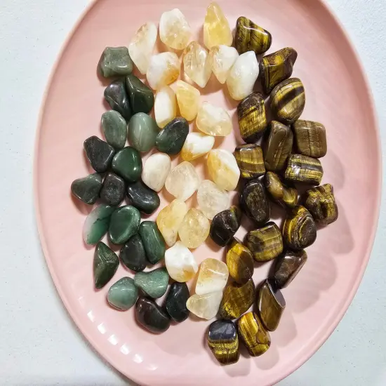 Crystals for Money Bowl Tumbled Set Tiger Eye Citrine Green Aventurine {1}