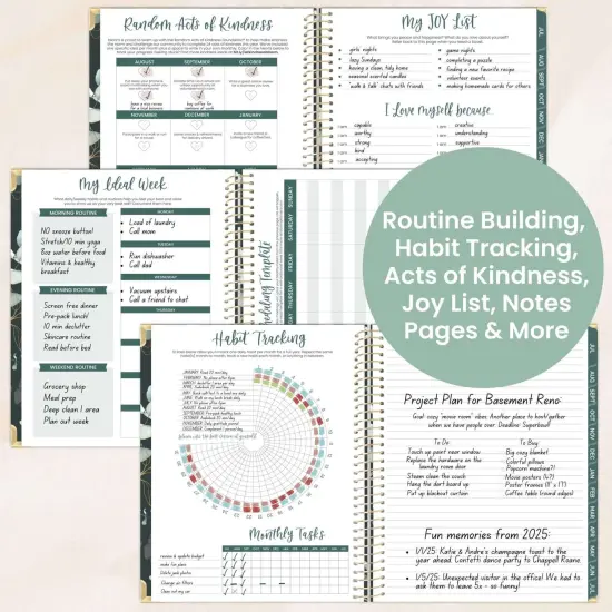 bloom daily planners 2025-26 Academic Planner, Hard Cover, 8.5" x 11", Eucalyptus, Green {6}