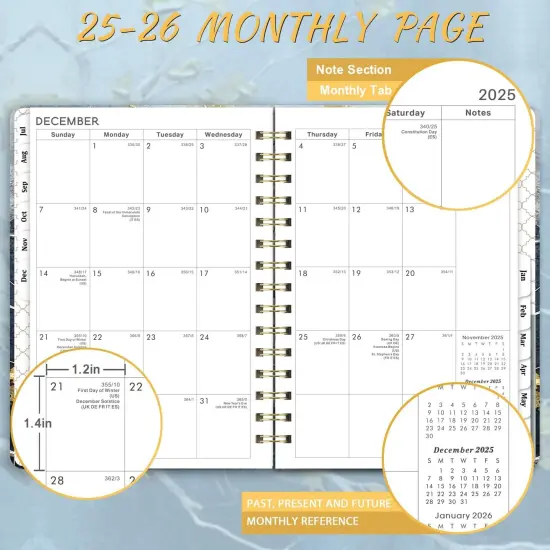 2025-2026 Academic Planner - July 2025 - June 2026, Weekly & Monthly Planner 2025-2026, 6.4" x 8.5", Durable Metal Rings, Elastic Closure, 12 Monthly Tabs, Back Pocket &ndash; Perfect for School, College, or Work {3}