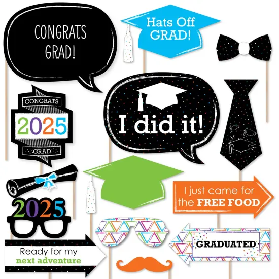 Big Dot of Happiness Hats Off Grad - 2025 Graduation Party Photo Booth Props Kit - 20 Count {1}