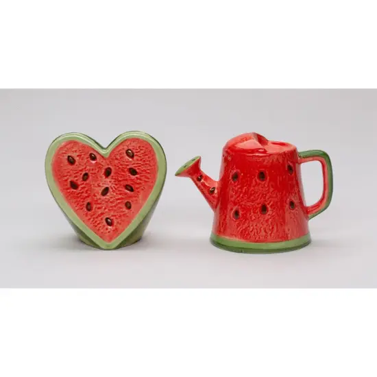 Ceramic Watermelon Heart and Water can Salt and Pepper Shakers, Kitchen Summer Decor, Gift for Her {3}