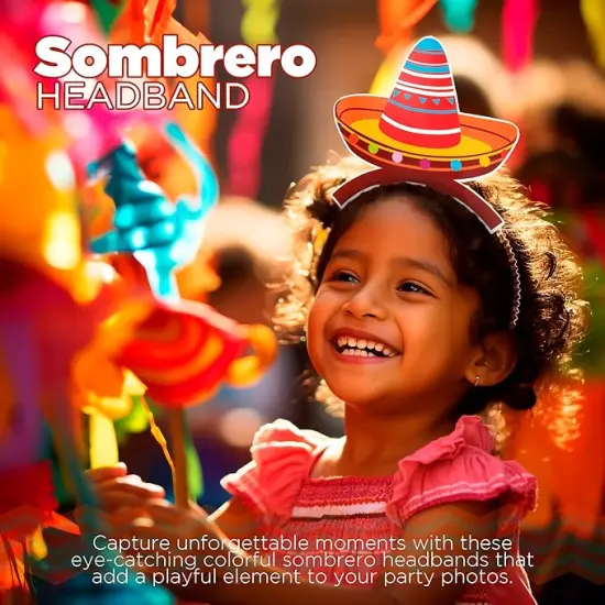 4E's Novelty 9 Pack Sombrero Headband Party Bulk &ndash; Cinco De Mayo Party Favors Supplies, Birthday & Taco Tuesday Accessories {2}
