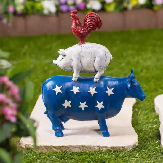Northlight Stacked Patriotic Farm Animals Outdoor Garden Statue - 12" Blue {1}