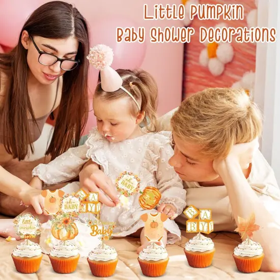 Oh Baby Cupcake Toppers Little Pumpkin Baby Shower {6}
