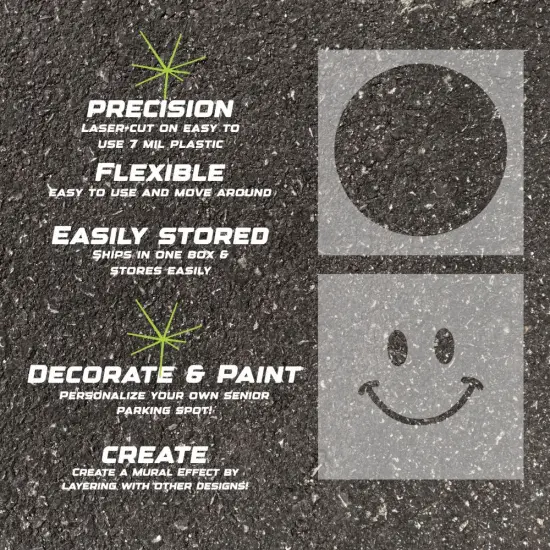 Smiley Face Parking Space Stencils | High School Senior Parking Spot Stencil | Reusable Stencil | Stencil Ease | {4}