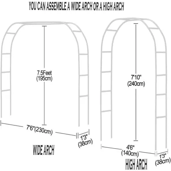 Metal Garden Arch Trellis for Climbing Plants 7.8ft {2}