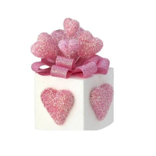 10.5" Valentine's Day Glitter Foam Gift Box with Hearts - Pink and White Decor - Foam gift box wreath attachment - TCT Crafts (MTX70784RDWH) {1}