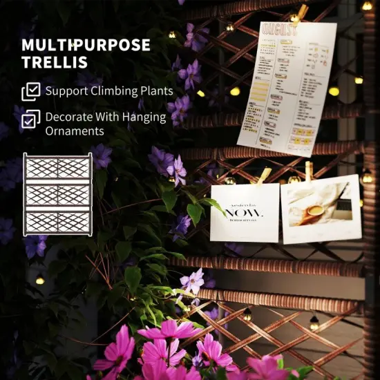 Outdoor Wicker Planter Box with Trellis & Shelf Brown {3}