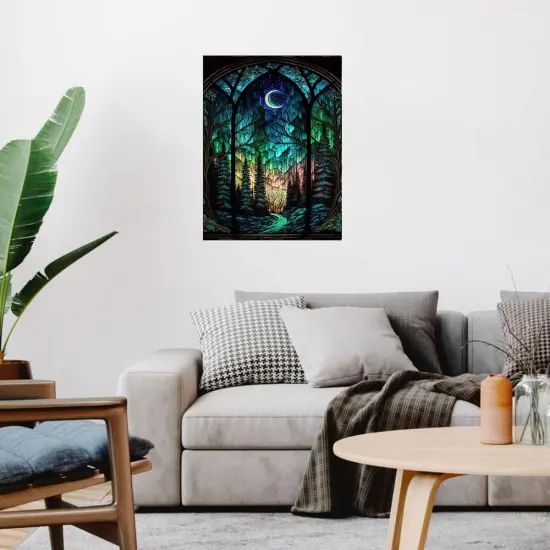 Starry Night Stamped Cross Stitch Kits - Tree Counted Cross Stitch Kits for Beginners Adults Needlepoint Moon Cross-Stitch Patterns Dimensions Needlecrafts Embroidery Kits Arts and Crafts {2}