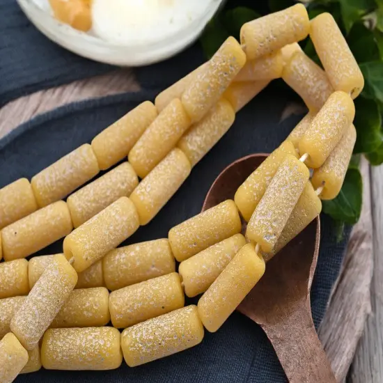 10x25mm Matte Dandelion Pompeii Tube Beads (18" Strand) - Indonesian Glass Beads {2}