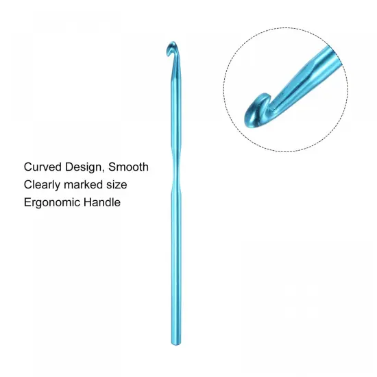 Aluminum Crochet Hook 5mm US Size H (Size 8) Knitting Needles for DIY Craft Yarn Blue 6Pcs {3}