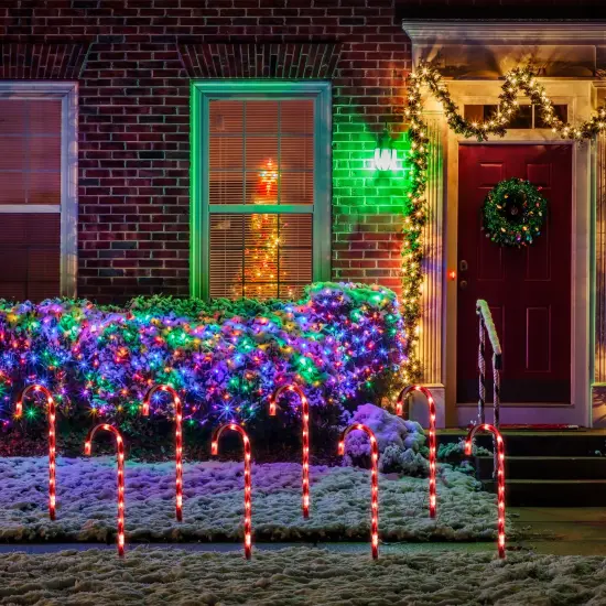 Northlight Lighted Candy Cane 8-Function Outdoor Christmas Pathway Markers - 24" - Set of 8 Red {1}