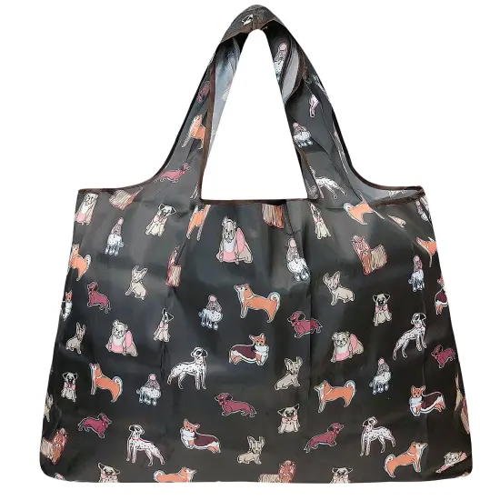 Wrapables Large Foldable Tote Nylon Reusable Grocery Bags, 6 Pack, Precious Pets {5}