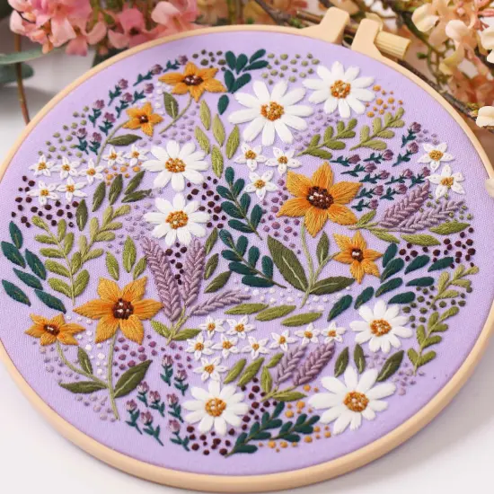 3 Pack Embroidery Starter kit with Patterns and Instructions, DIY Adult Cross Stitch Kits Beginner, Including 3 Plastic Embroidery Rings, 1 Scissors, Colored Threads and Needles {2}