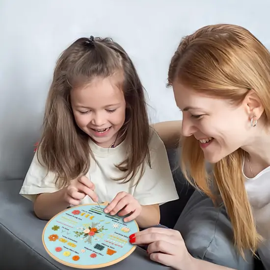 3 Sets Embroidery Kit for Beginners, Embroidery Kit for Adults with Follow Instruction, Cross Stitch Kits with Wooden Embroidery Hoops (Stlye B) {2}