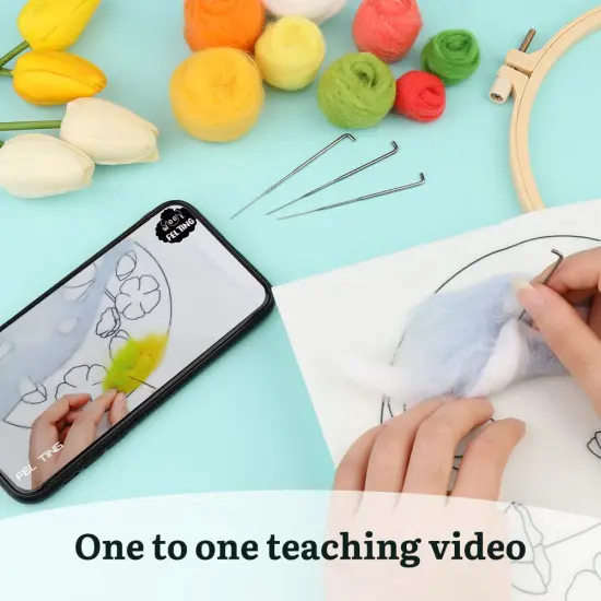 Mayboos Needle Felt Starter Set, Includes Wool Bag, Felting Needles, Foam Pad, Felt Cloth & Instructions, Pastoral Style Kit for Home Decoration {3}