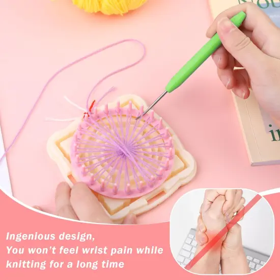 WONVOC Loom Knit Hook Set, Crochet Needle Hook Kit, 8 Pcs Green Knitting Loom Hooks with 12 Pcs Colorful Plastic Sewing Needles for Knitting Looms Knitting Boards {5}