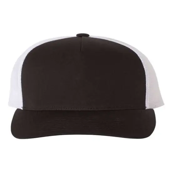 YP Classics&reg; Five-Panel Retro Trucker Cap Black/ White {1}