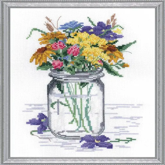 Janlynn 017-0112 "Wildflower Jar Counted Cross Stitch Kit {1}