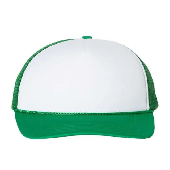 Valucap&reg; Foam Mesh Back Trucker Cap White/ Kelly {1}