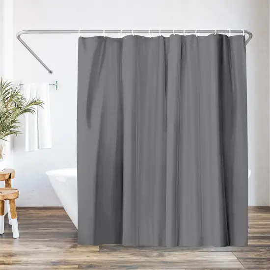 Americanflat 71x74 Solid Grey Shower Curtain - Water Resistant - Polyester Fabric {1}