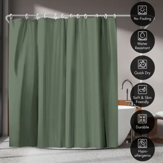 Americanflat 71x74 Solid Green Shower Curtain - Water Resistant - Polyester Fabric {4}