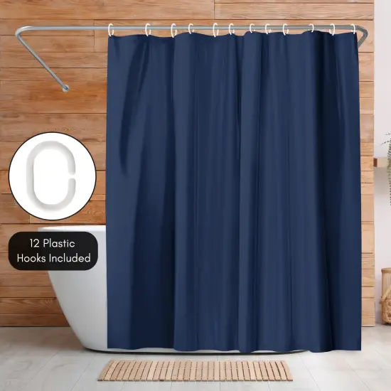 Americanflat 71x74 Solid Blue Shower Curtain - Water Resistant - Polyester Fabric {5}