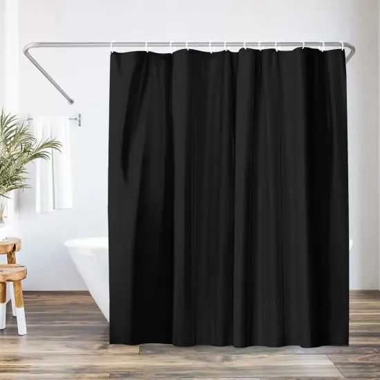 Americanflat 71x74 Solid Black Shower Curtain - Water Resistant - Polyester Fabric {1}