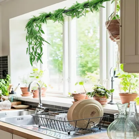 100pcs 600 ft Artificial Ivy Garland Fake Hanging Greenery Vines for Room Decor {3}