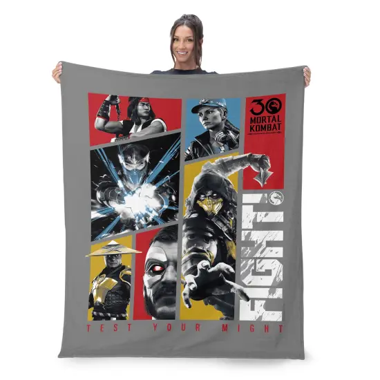 Warner Brothers Mortal Kombat Silk Touch Sherpa Throw Blanket Test Your Might {2}