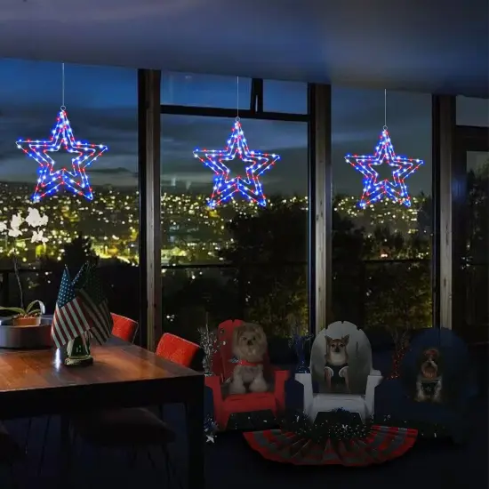 4th of July Decorations, 3 Layers of 14inch Red White Blue Big Stars {4}