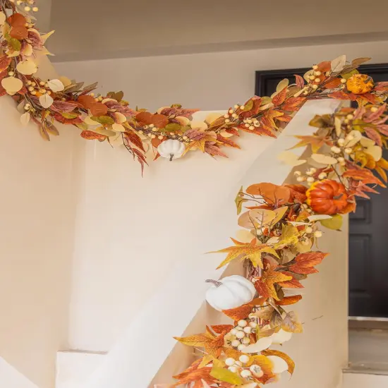 Thanksgiving Decorations -6.8FT Fall Garland Maple Leaf {4}