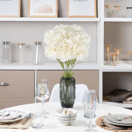 White Carnations Artificial Flowers 8pcs Silk Carnations White Fake Flowers Large Faux Carnations for Wedding Bouquets for Bride Baby Shower Centerpieces Table Decor (White) {4}