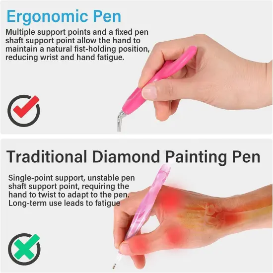 Ergonomic Diamond Art Pen Kit with 3 Metal Tips, Diamond Art Accessories with Glue For 5D Painting, Diamond Drill Pen Kit for Adults {4}