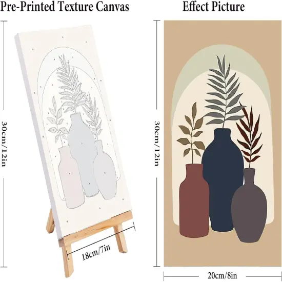 4 Pack Framed Paint by Numbers Kit for Adults Beginners with Wooden Easel, DIY Simple Paint by Number Kit with Frame, Painting by Numbers for Home Wall Decor, 8x12 inch {3}