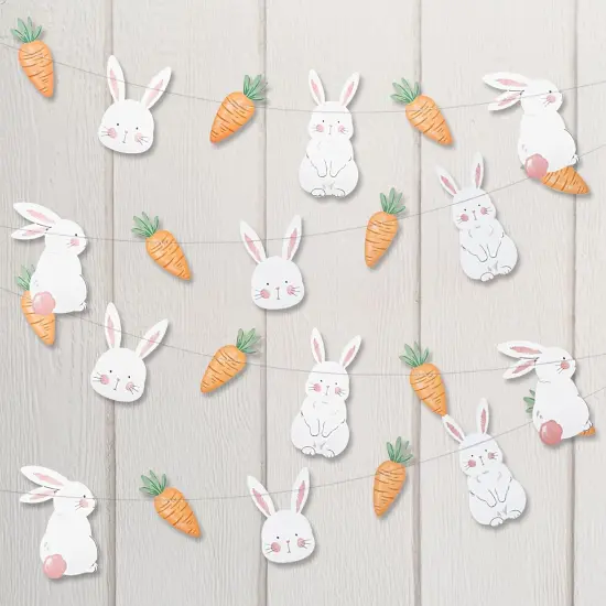 Easter Decorations Garland Cute Bunny Carrot Banner Hanging Rabbit Streamer for Kids Parties Birthday Baby Shower Classroom Home Office Decor Spring Tea Party Supplies Set of 2 {1}