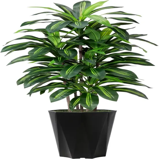 Artificial Dracaena Tree 5FT - Faux Plant with Black Diamond Planter - Tall Fake Tropical Yucca Floor Plant Potted - Artificial Silk Tree for Home Office Living Room Decor Indoor {1}