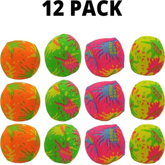 4E's Novelty 12 Pack Water Bomb Splash Balls - 2" Mini Absorbent Sponge Balls for Pool Party Favors for Kids {2}