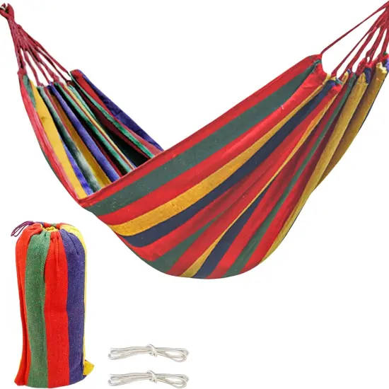 4E&rsquo;s Novelty Cotton Double Hammock - Portable Hammock with Ropes, Travel Bag, Max 450lb, Hammocks for Outside {6}