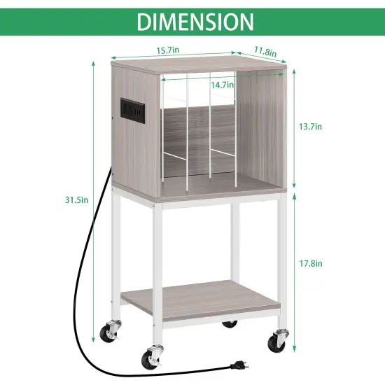 Record Player Table with USB Ports and Outlets Turntable Stand Cabinet {2}