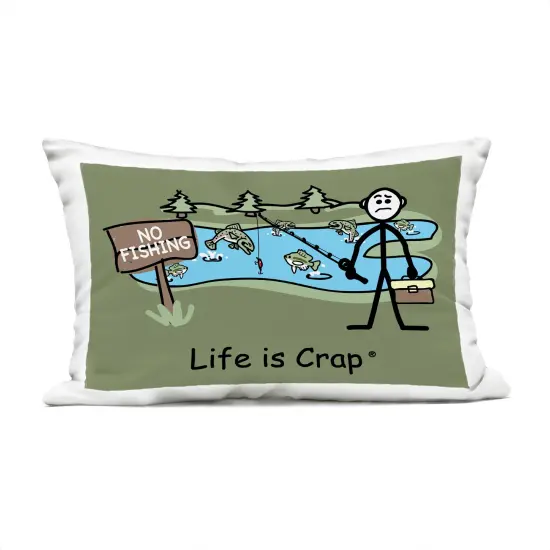 Stupell Industries No Fishing at Pond Outdoor Printed Throw Pillow Design by LIC, 14 x 7 x 20 {1}