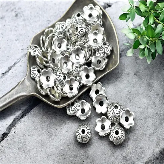 *250* 6mm Antique Silver Bead Caps {1}