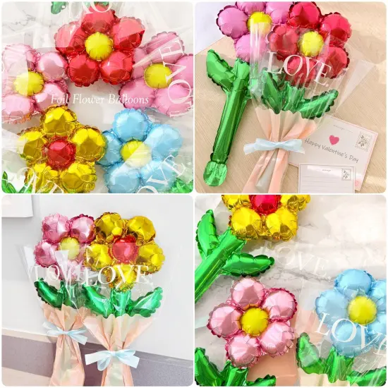 Wrapables Aluminum Foil Flower Balloons for Mother's Day, Valentine's Day, Easter, Birthday Parties (Set of 10) {4}