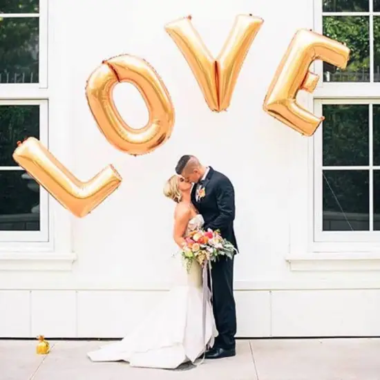 40 Inch Giant Jumbo Helium Foil Mylar Balloons Bouquet (Premium Quality), Matte Gold, Letters LOVE {5}