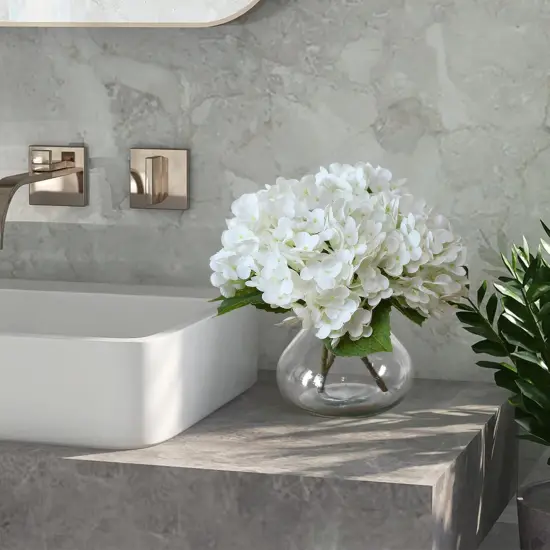 Hydrangea Artificial Flowers with Vase,White Real Touch Hydrangea Flowers with Butterfly,Faux Hydrangea Flowers for Floral Centerpieces for Tables,Home Decor,Wedding Decor,Coffee Table Decor {4}