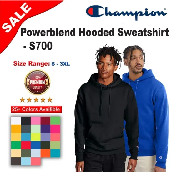 Champion&reg; Powerblend Long Sleeve Hooded Sweatshirt Royal blue heather {2}