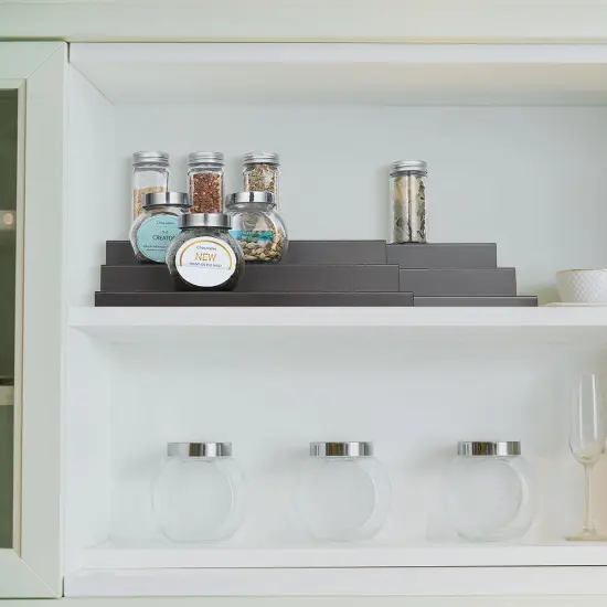 4pcs Bronze Tiered Spice Rack &ndash; Step Shelf Organizer for Kitchen Cabinet, Countertop & Pantry Storage {6}