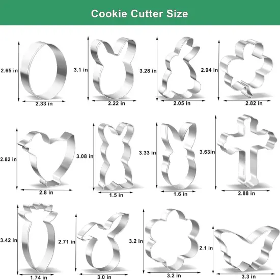 Easter Cookie Cutter Set - 12 Pieces Stainless Steel Cookie Cutters for Baking {4}