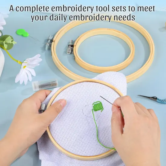 72 Pcs Cross Stitch Supplies, Embroidery Hoops Kits with 6 Pcs Embroidery Hoops, Embroidery Needles, Vintage Scissors, Floss Bobbins and Seam Ripper, Cross Stitch Kit for Beginners Craft Sewing {5}
